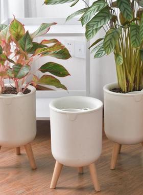 Nordic Indoor Imitation Wood Desktop Flower Shelf Automatic