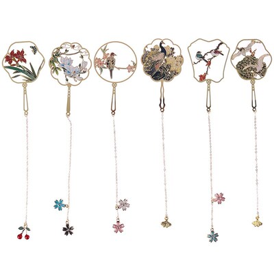1pc Metal Bookmark Chinese Style Color Tassel Retro Book Mar