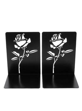 1pair  Out File Divider Alloy Book End Rose Design L Shape H