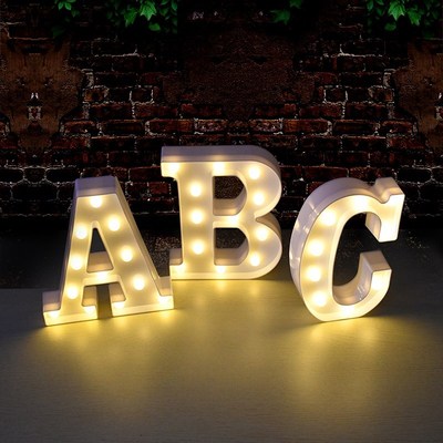 LED Letter Night Light Alphabet Number Heart Plastic LED Lig