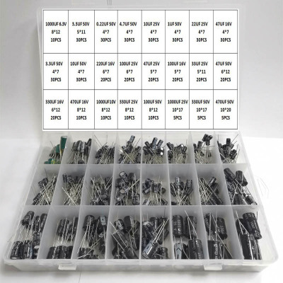 475Pcs/lot 0.22UF-1000UF 24Values Aluminum 6.3-50V Mix Elect