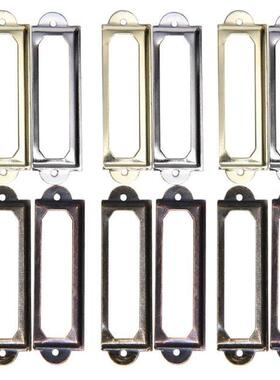 10Pcs Antique Brass Metal Label Pull Frame Handle File Name