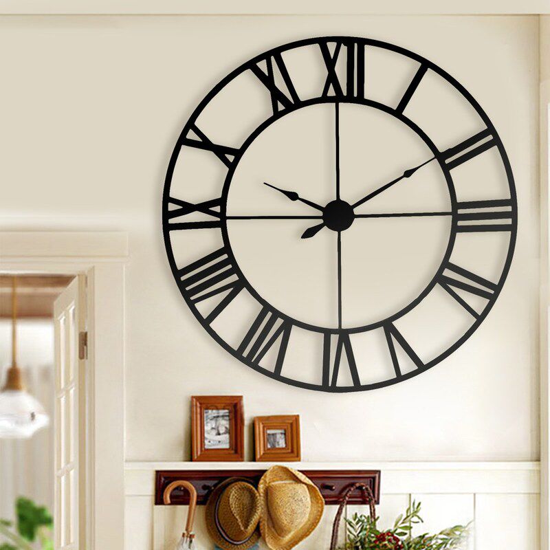 New 80 cm Modern 3D  Large Retro Black Iron Art Hollow Wall