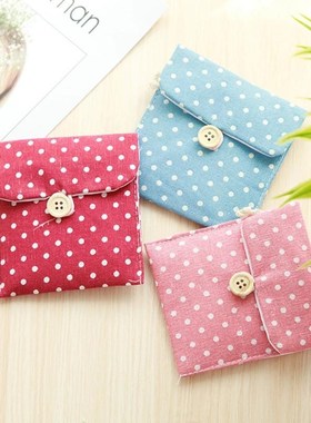 Storage Bags Polka Dot Cotton Linen Sanitary Pad Pouch Aunt