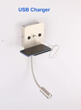 Bedside Reading Light with Shelf SB Charger Modern Led Bedro