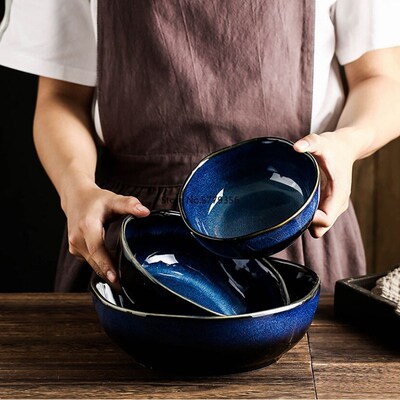 1Pcs Ceramic Salad Bowl Japanese  Ceramic Bowl Underglaze Co