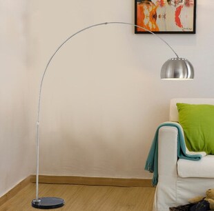 Nordic E27 chrome Black marble LED folding rotary Arc floor