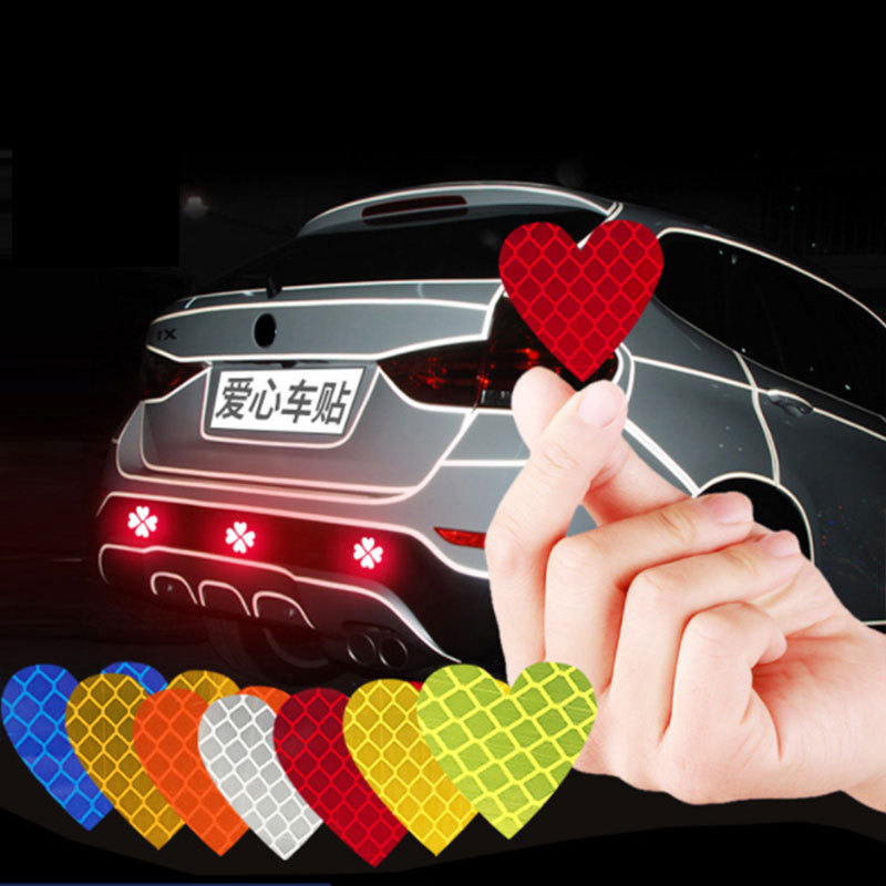 12PCS Heart Shape Auto Safety Warning Mark Reflective Reflec