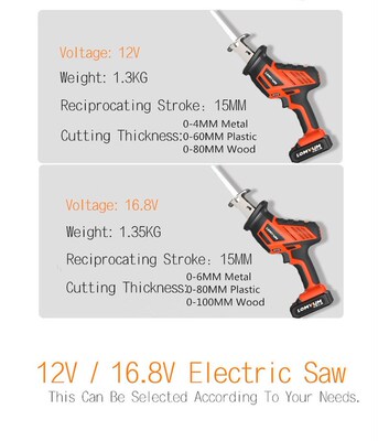 12V 16.8V lithium Battery*2 Cordless Reciprocating Saw Kit O