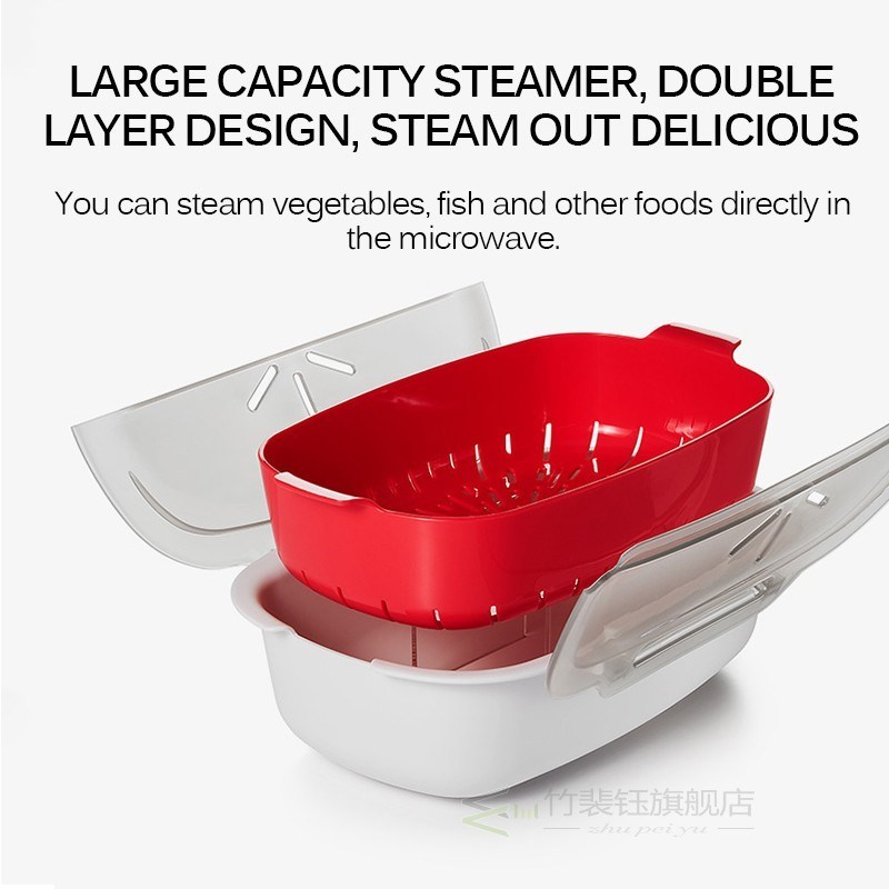 Healthy Microwave Steamer Basket Boxes Safe Food Shelf Cookw