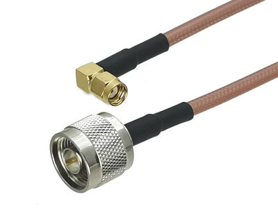 1Pcs RG142 N Male plug to RP-SMA Male Jack Right angle Conne