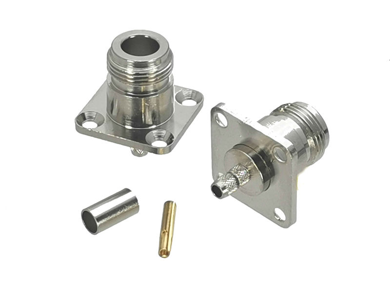 10Pcs Connector N Female 4-holes Flange Crimp RG58 RG142 LMR