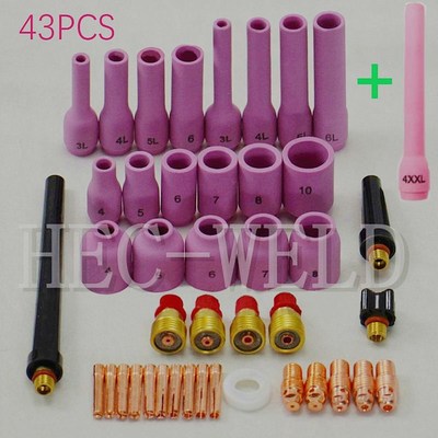 43pcs 42PK+1PK Extra Longest soldering iron gsgTIG Gas Lens