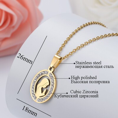 HOBBORN Trendy Women Men Religious Necklace Stainless Steel