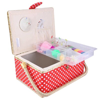 Handmade Sewing Basket Household Fabric Craft Thread Needle