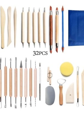 32pcs DIY Clay Sculpture Pottery Tool Set Multifunctional Ca