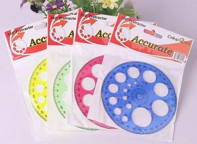 1 Pcs Stationery 360 Degree Round Ruler Transparent Circle O