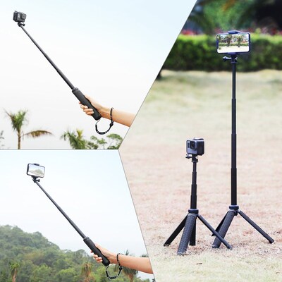 QIUNIU 3in1 Extendable Monopod Selfie Stick Grip Handle Tri