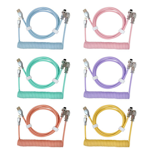 2 in 1 Coiled Aviator Wire Type-C to USB Cable for Mechanica