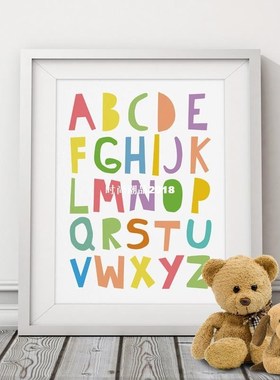 ABC Alphabets Canvas Painring Mulit Colors Typography Nurser