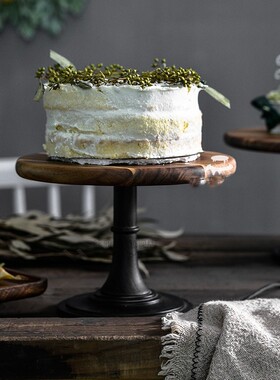 1 X Cake Plate Turntable Rotating Cake Stand Wooden Decorati