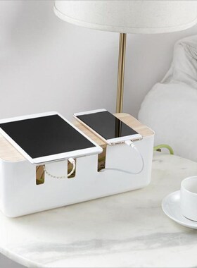 White Cable Storage Box Desktop Power Strip Wire Network Lin