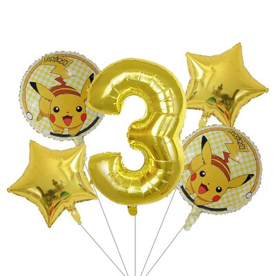 5Pcs Number oon Cartoon Pokemon Pikachu F oons 1 2 3 4 5 6 7