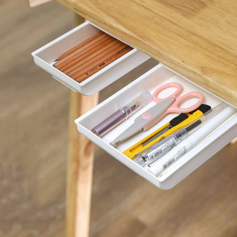 under desk drawer adhesive storage box for office pen holder
