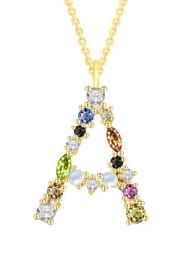 925 Sterling Silver 26 Letters Necklace For Women Diamond Pe