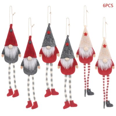 6pcs Christmas Swedish Gnome Santa Doll Ornaments Hanging Xm