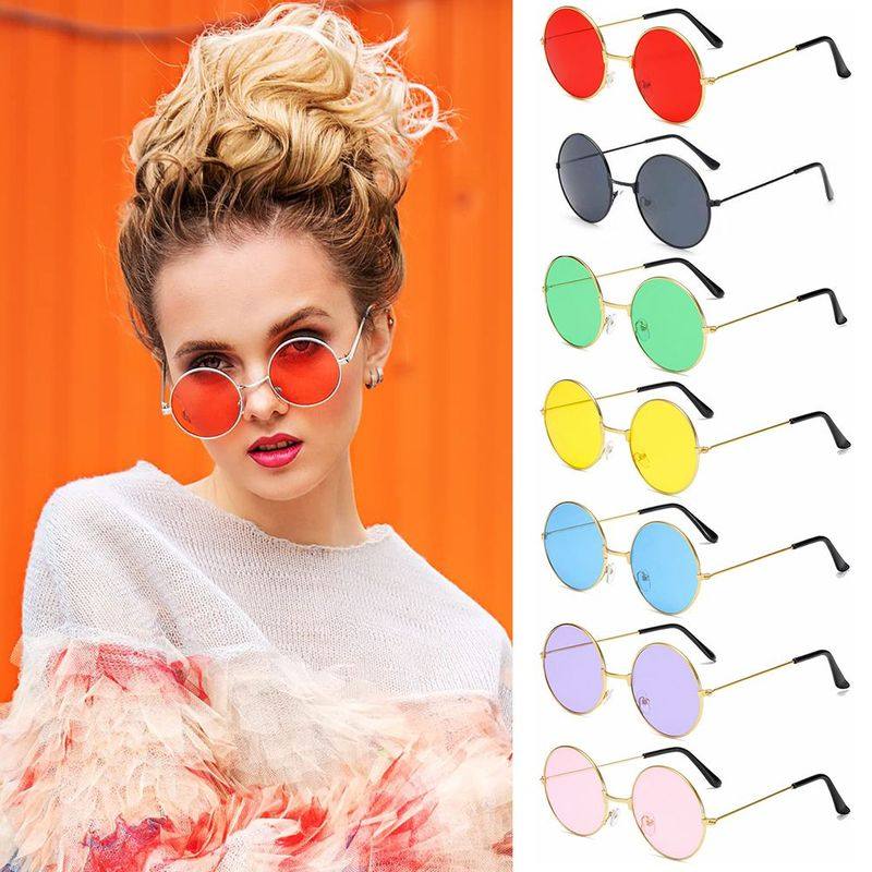 retro round hippie sunglasses circle metal sun glasses uv