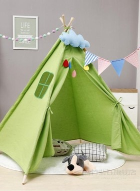 1.35m Large Unbleached Canvas House Tipi Tent Portable Kids