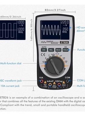 2 In 1 Digital E826 Multimeter Digital Storage Scopemeter wi