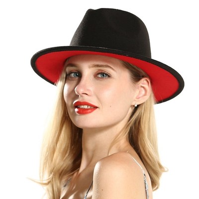 2020 winter fedora hats for women fashion Flat wide Brim Woo