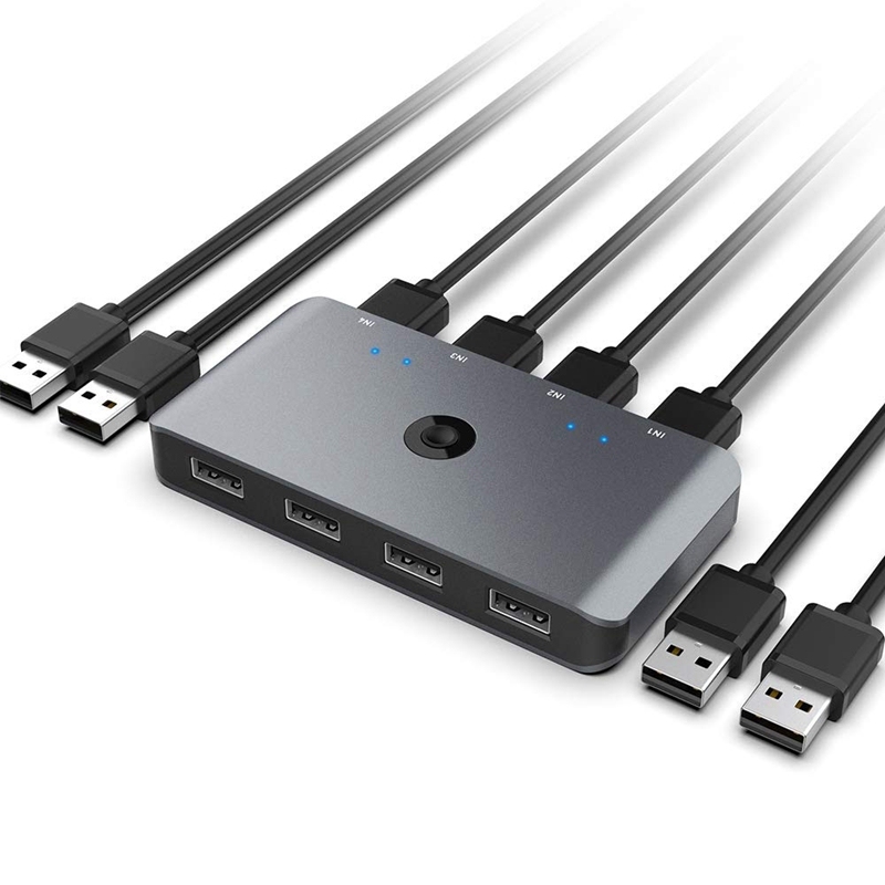 USB Computer Switch Selector for 4 Computers Sharing 4 USB D
