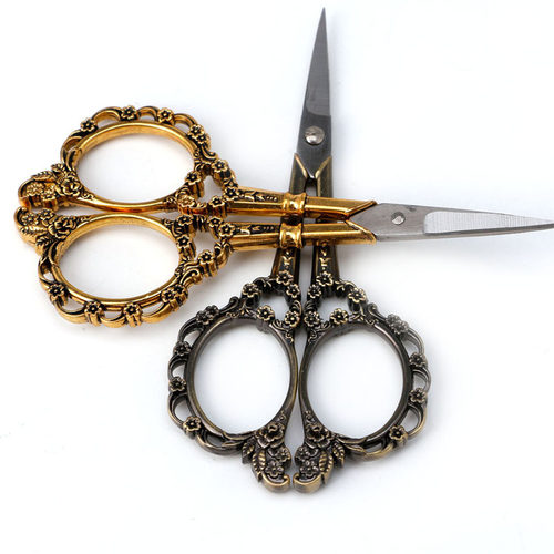 1PC Stainless Steel European Vintage Floral Scissors Sewing