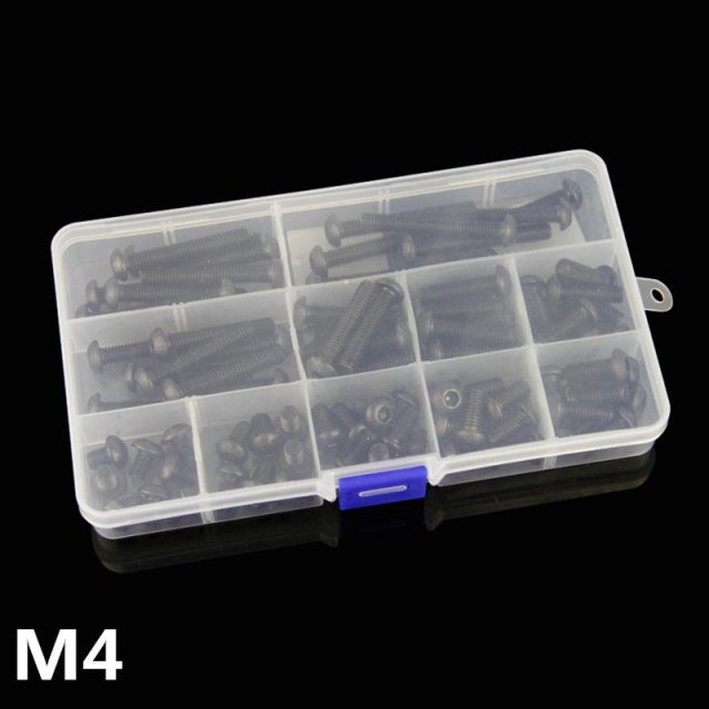 195pcs M4 Alloy Steel 10.9 Level Black Hexagon Socket Button