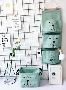 3 Kantung Lucu Tas Penyimpanan Terpasang Di Dinding Pakaian