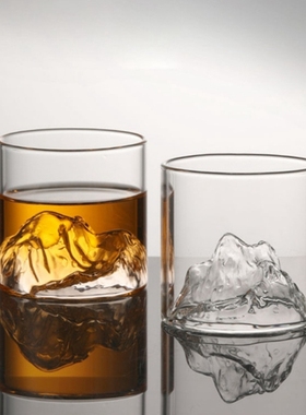 Japanese Style 3D Mountain Whiskey Glass Glacier Fashioned W