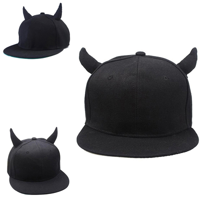 Wholesale 1PCS Men Women Black Cotton Punk Horn Baseball Cap