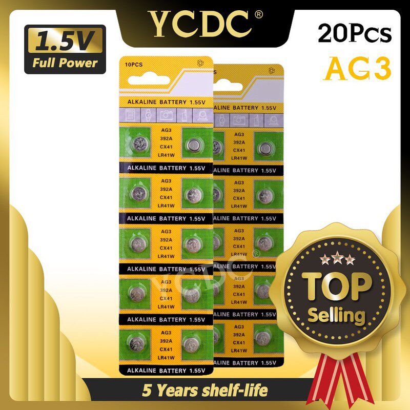 20Pcs/2cards Ag3 Cell Battery Limited 392 1.5V 392A SR41SW L