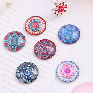 6pcs Mandala Fridge Magnets Glass Refrigerator Magnet
