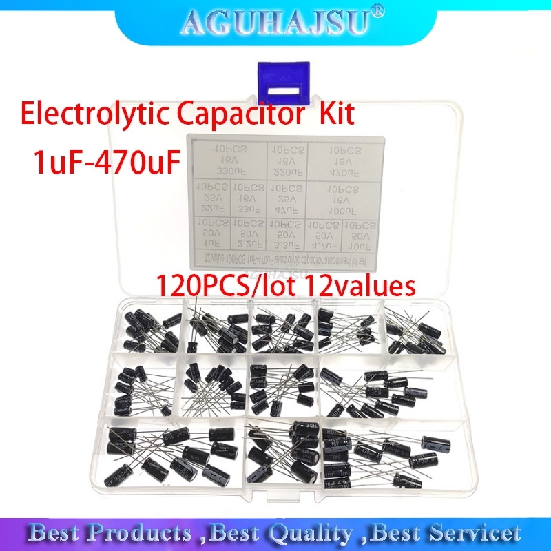 120PCS/lot 12values 1uF-470uF Aluminum Electrolytic Capacito