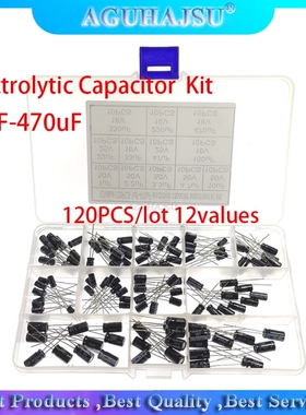 120PCS/lot 12values 1uF-470uF Aluminum Electrolytic Capacito