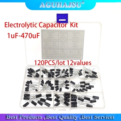 120PCS/lot 12values 1uF-470uF Aluminum Electrolytic Capacito