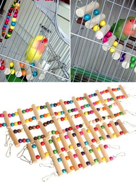 Birds Swing Wooden Bridge Ladder Climb Cockatiel Parakeet Bu