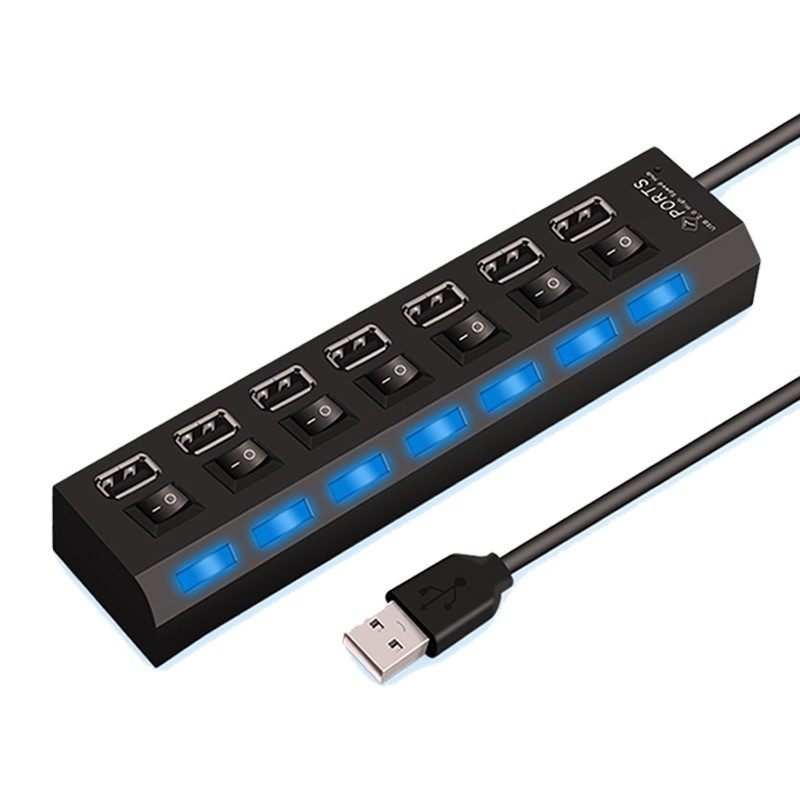 7 poorten universele ontwerp home office led usb 2.0 adapter