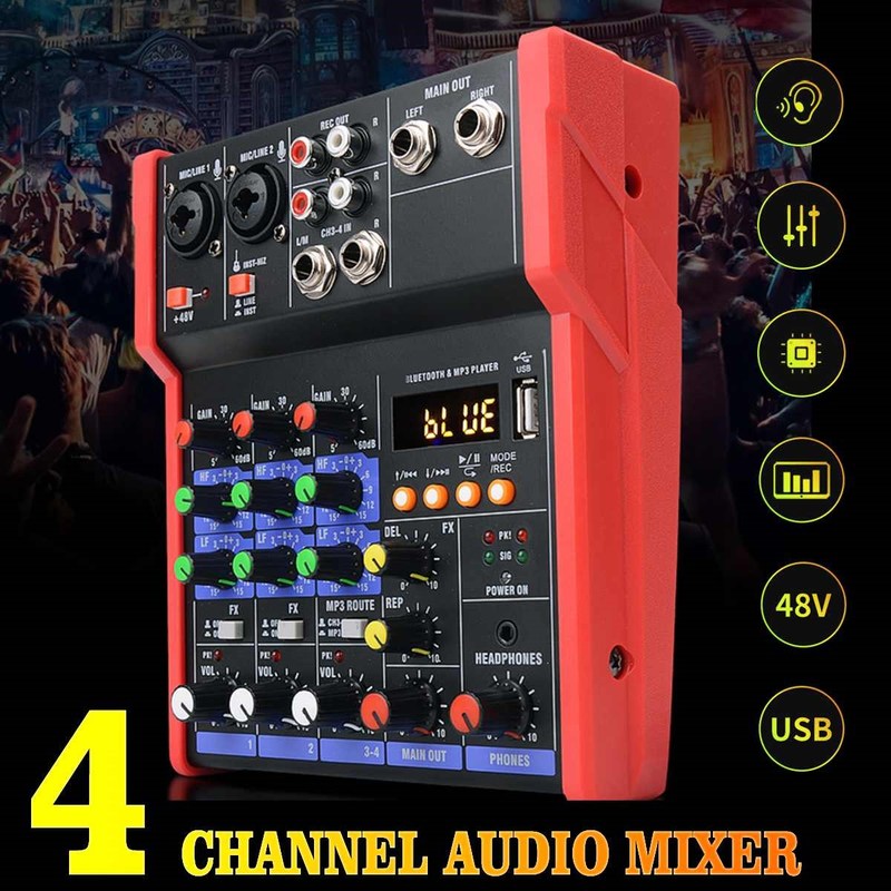 MINI 4 Channel SB bluetooth Mixer Audio Console Sound Card K