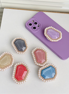Luxurious Pearl Border Gem Stone Phone Grip Tok Griptok Hold