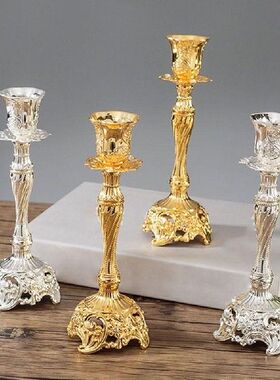 2Pcs Vintage Zinc Alloy Candelabra Candle Stick Holder